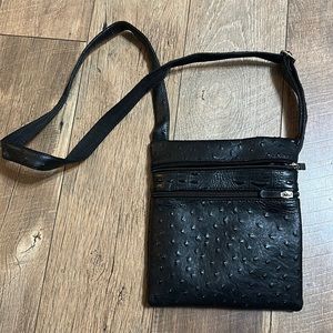 Faux ostrich leather crossbody